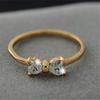 18k Gold Plated Bow Heart Shaped Zircon Ring Delicate Fashion Women Jewelry