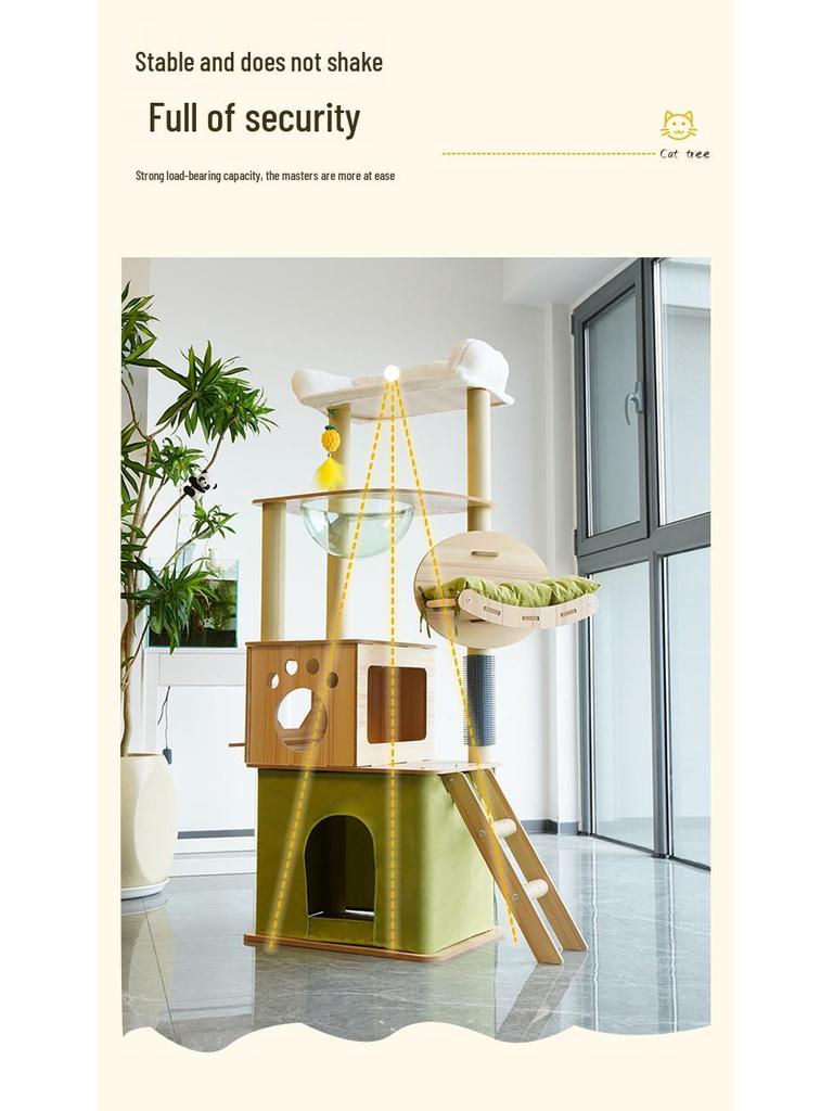 Multifunctional Cat Tree: Climbing Frame, Bed, Scratching Post, Jumping Platform, Large Villa, Capsule, Space-Saving