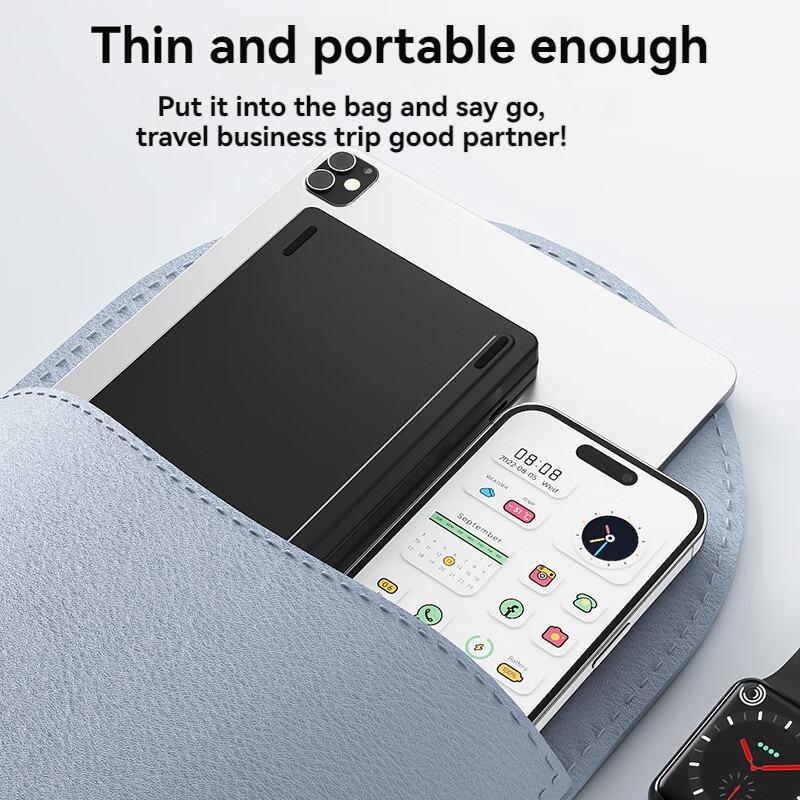 Foldable Wireless Keyboard Slim Portable Bluetooth Keyboard Rechargeable Folding Keyboard for IOS Windows Android iPad