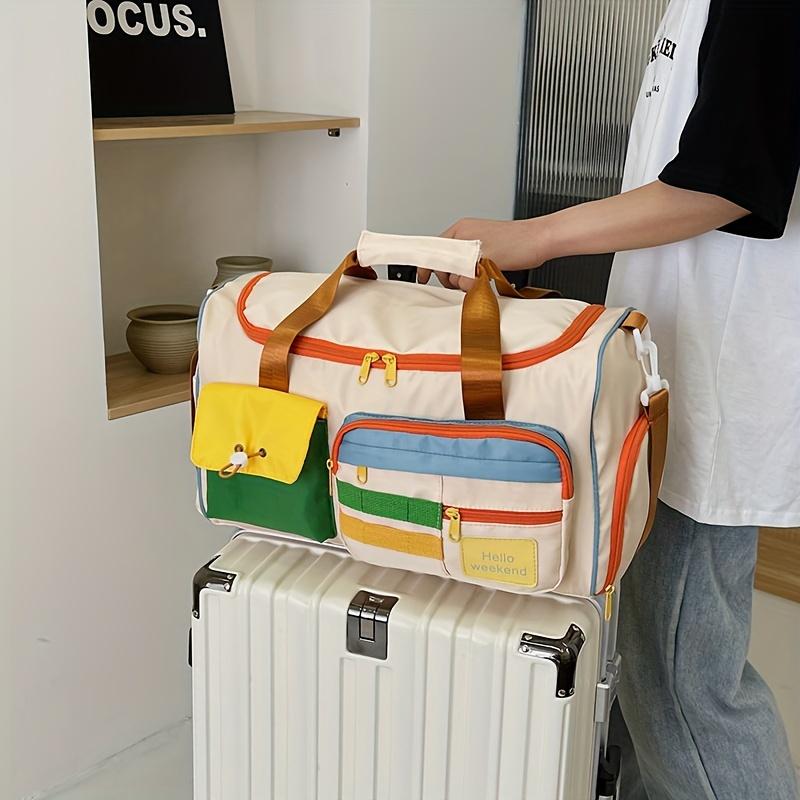 Colorful Retro Travel Bag Large Capacity Duffle With Shoulder Strap Sports Gym Carry-On Multi-Pocket Casual Weekend Luggage For Women