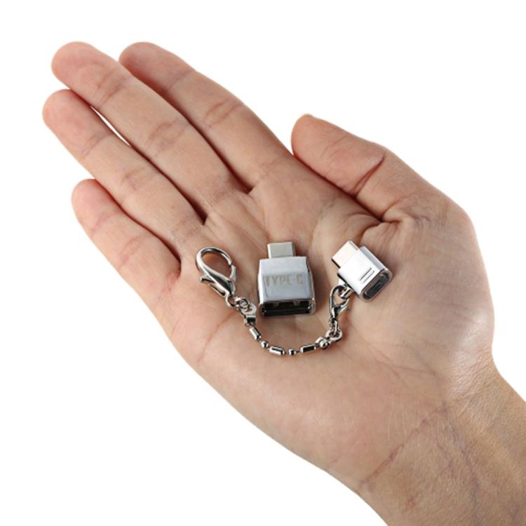 Adattatore in metallo Micro USB Femmina a USB-C / Tipo-C Maschio + USB 2.0 Femmina a USB-C / Tipo-C Maschio