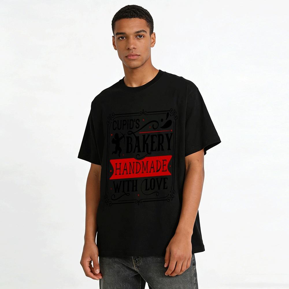Cupid's Bakery Handmade With Love Graphic Casual T-Shirt Pure Cotton T-shirt