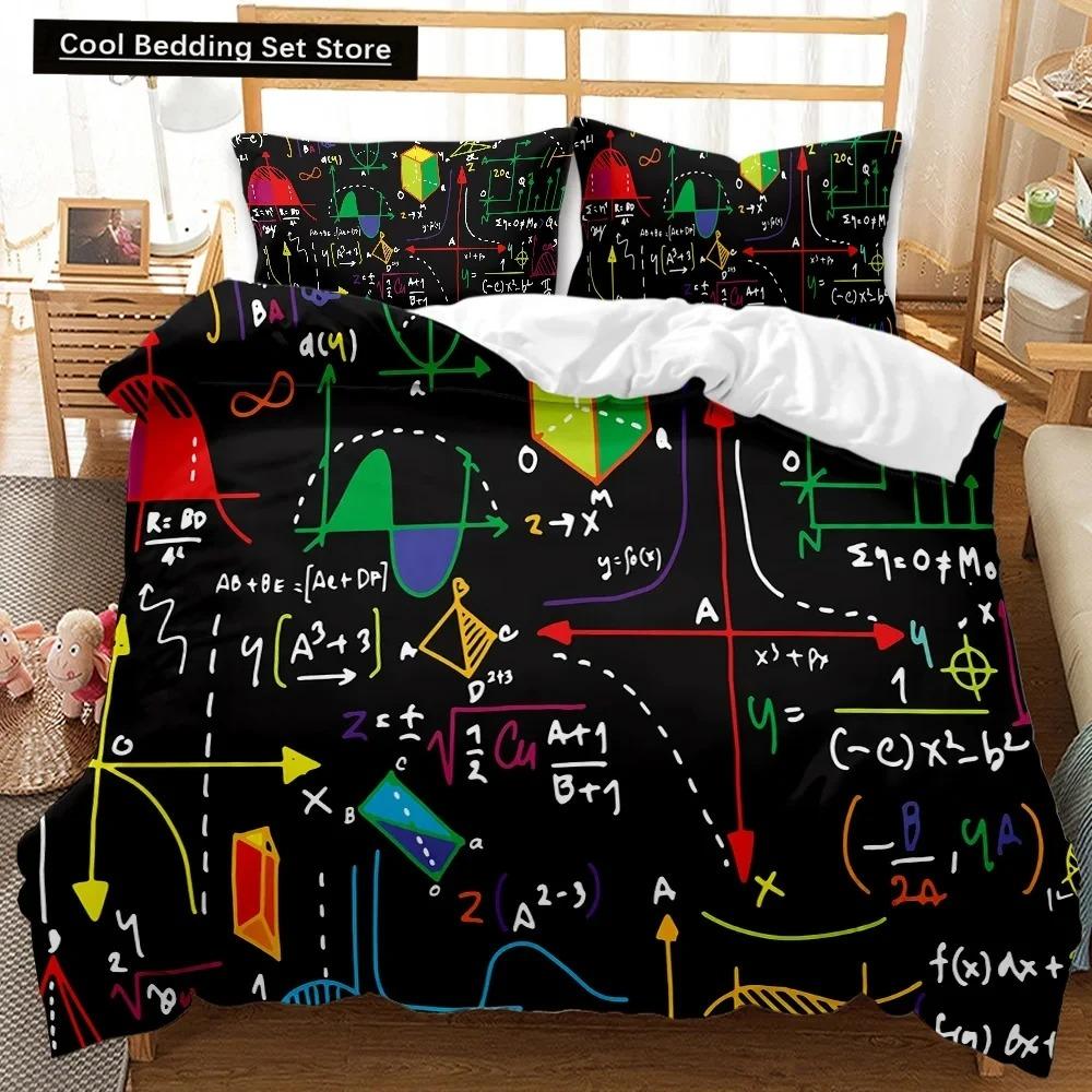 Neues Mathe-Gleichung Bettbezug-Set Queen-Size Mathematik Formel Bettwäscheset Junge Mädchen Pädagogisch Weiche Polyester Bettdeckenbezug