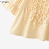 ZANZEA Women Elegant Floral Print Summer Casual V-Neck 3/4 Sleeve Blouse