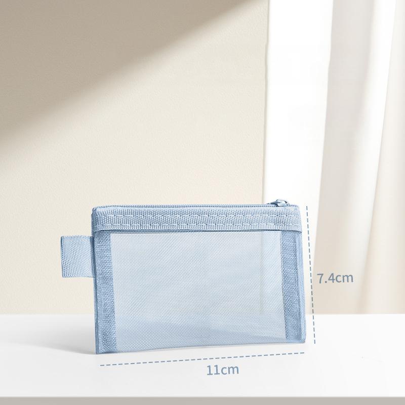 1Pc Portable Mini Zipper Mesh Storage Bag New Coin Purse Small Square Mesh Coin Purse Travel Storage Carry Pouch With Zippered