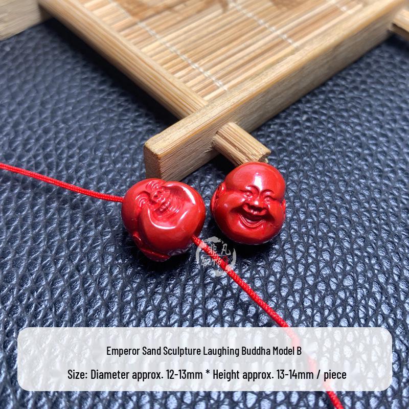 Cinnabar Laughing Buddha Head Bracelet Beads - Exquisite Versatile DIY Gift Accessory