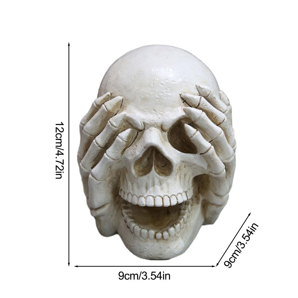 Halloween Skull Head Decor Resin Skeleton Heads Halloween Decoration Fake No Look No Say Human Skull Head Desktop Ornament
