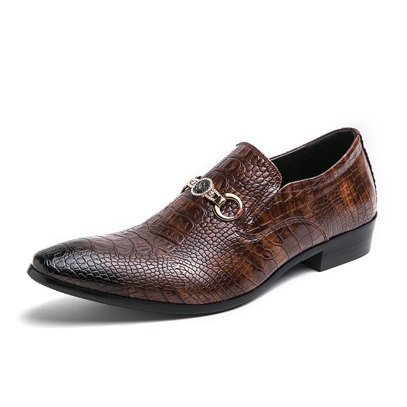 Men s Plus Size Pointed Toe Formal Leather Slip-On Loafers 41 коричневый