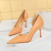 Fashion Women 8cm High Heels Stiletto Pumps Pointed Toe Shallow Side Hollow Lady Serpentine Patent Leather Wedding Evening Party Shoes