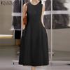 ZANZEA Women Casual Round Neck Sleeveless Summer Tank Dress