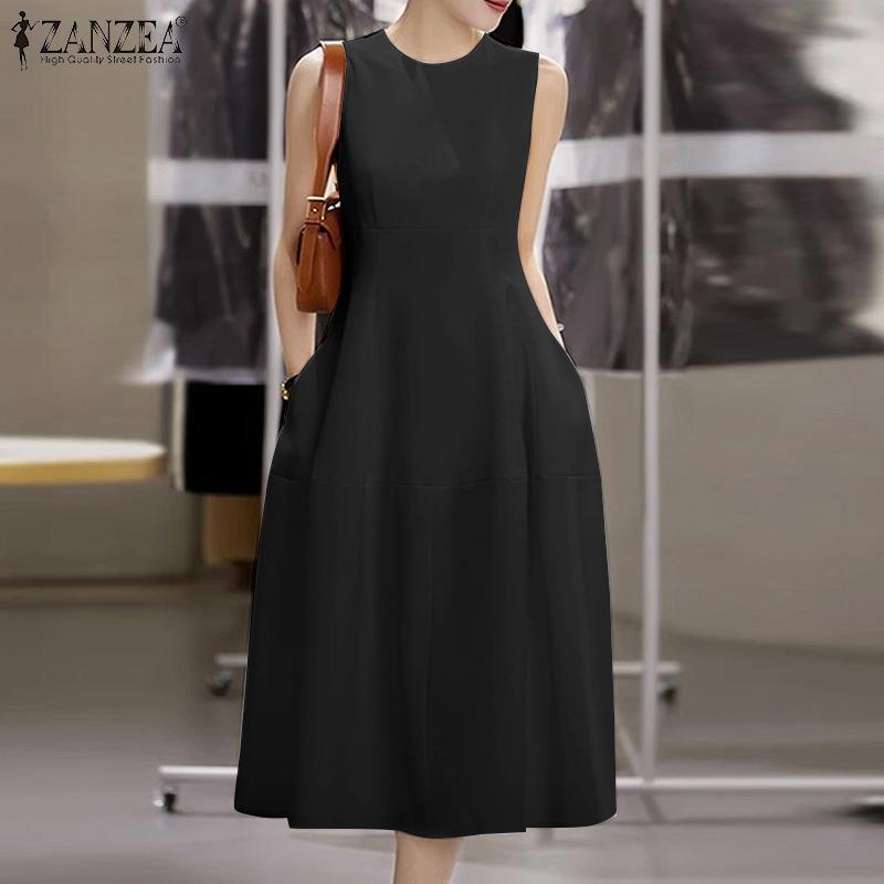 ZANZEA Women Casual Round Neck Sleeveless Summer Tank Dress