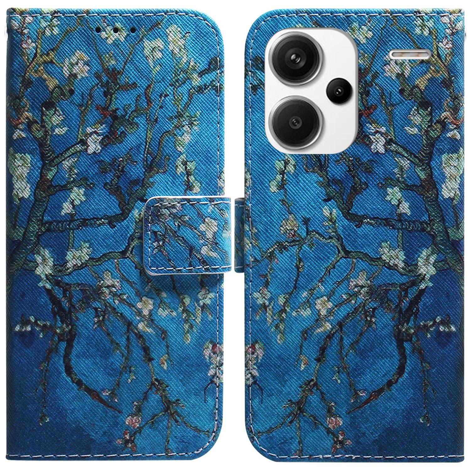 

For Xiaomi Redmi Note 13 Pro+ 5G Flip Phone Cover Pattern Print Wallet Case Apricot Flowers