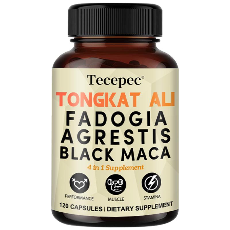 Tongkat Ali Root Supplement, With Fadogia Agrestis, Black Maca Root, 120 Capsules Per Bottle