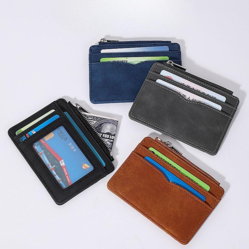 Multi-slot Small Mini Travel PU Leather Credit Card Holder Wallet Ultra-thin Business Id Card Cover Case for Men Women