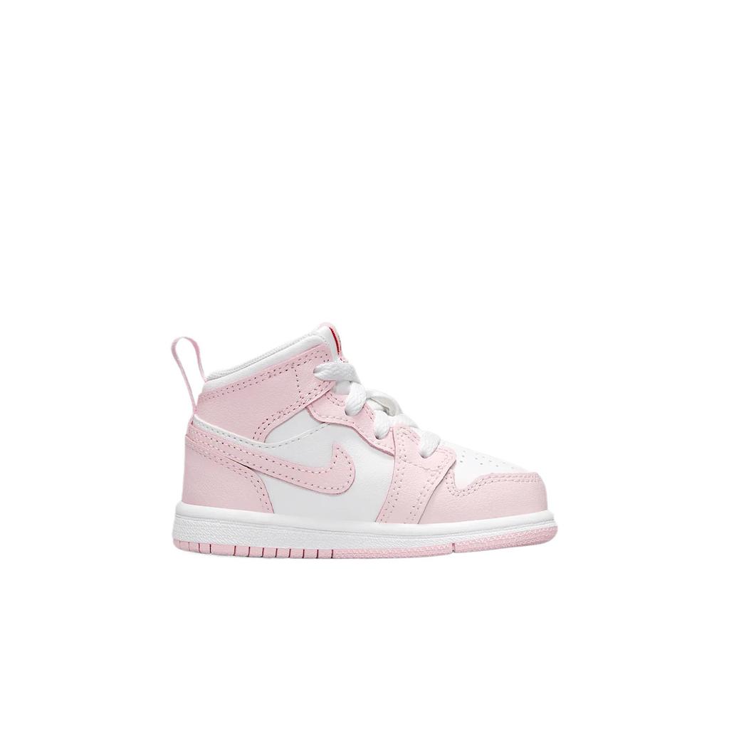 Air Jordan 1 Mid TD Pink Foam Fire Red Baby Sneakers White DQ8425-608