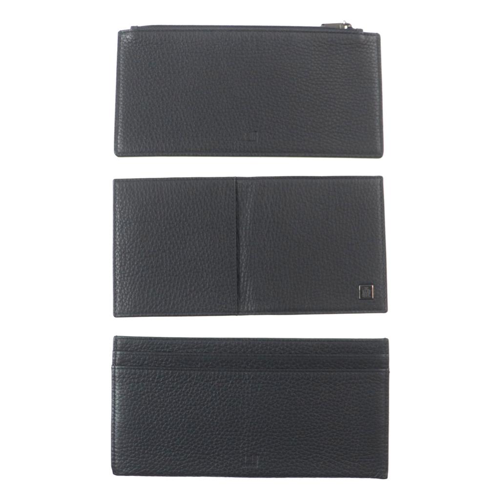 Excellent Dunhill Purse Logo Metal Travel Pouch Organizer Leather Wallet Bifold Wallet black leather mens Used