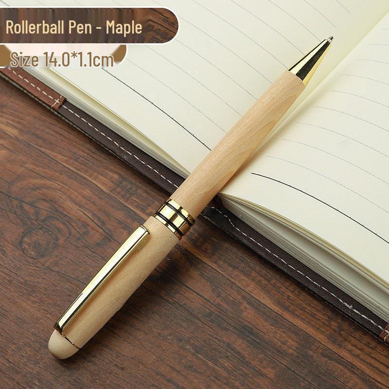Wooden Metal Ballpoint & Bamboo Fountain Pen - Retro Colorblock, High-End Refill, Ideal for Business or Student Gifts
