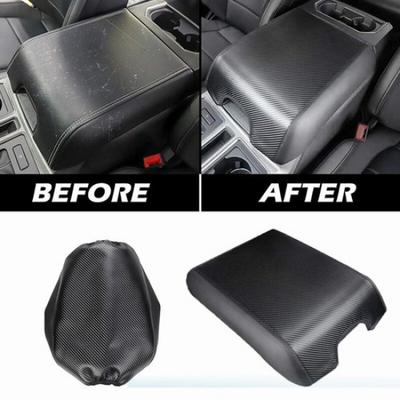 Auto Center Armrest Box Covers Leather Covers Carbon Fiber for Ford F-150 15-20