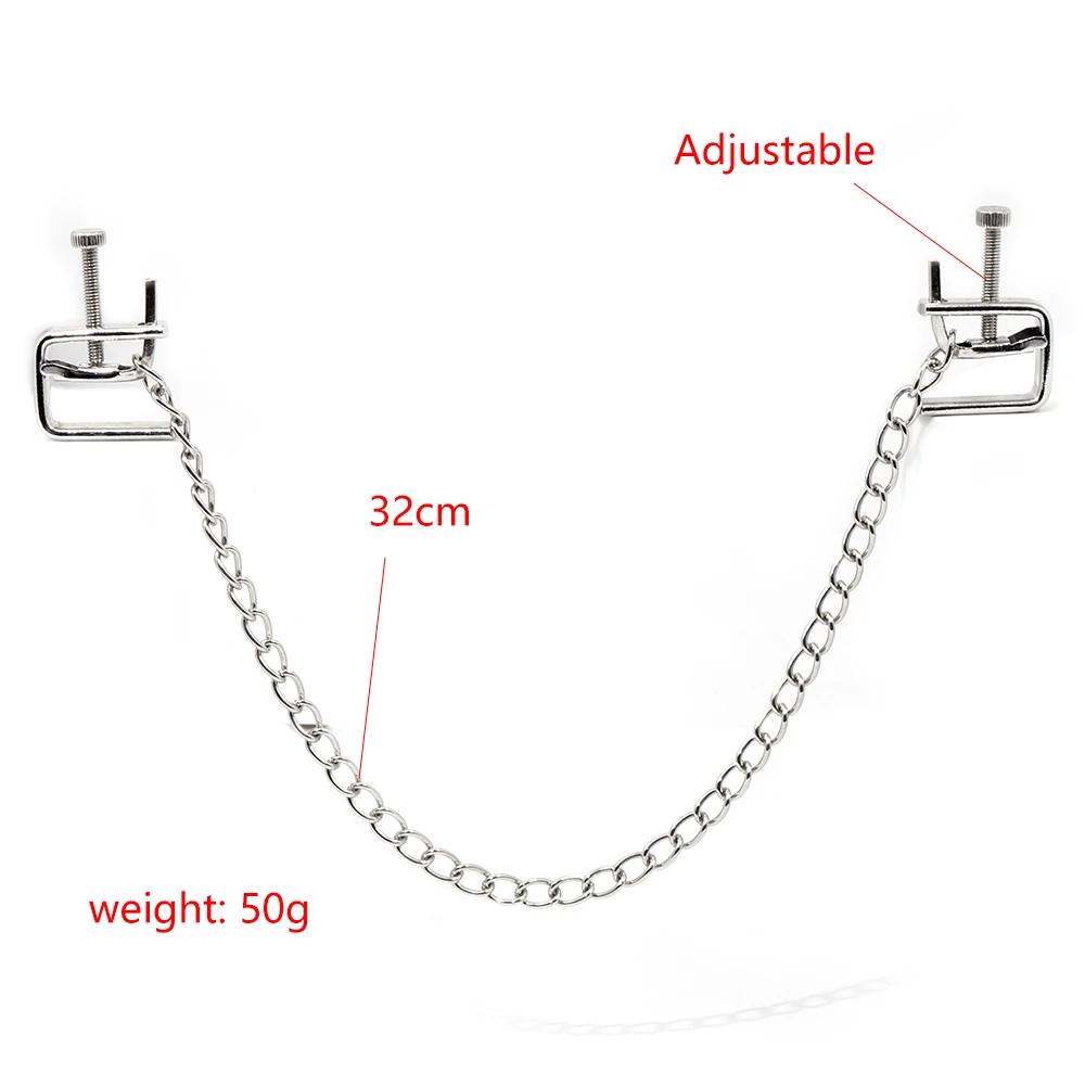 Adjustable Metal Chain Nipple Clamps BDSM Extreme Fetish Slave Nipple Clip Sex Goods For Adult Sex Games Tools Erotic Products