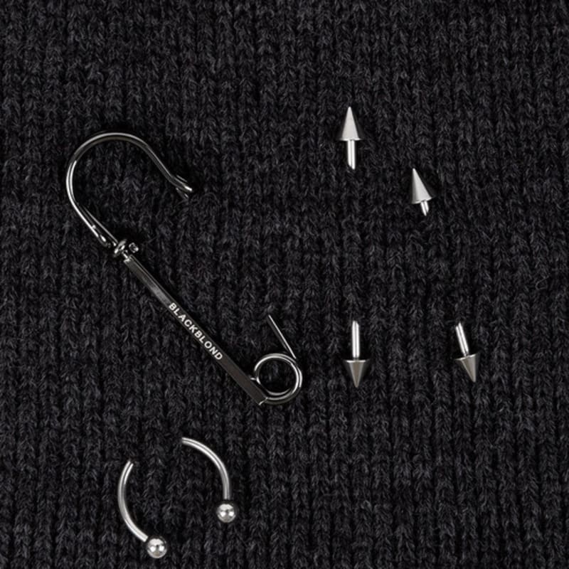 BLACKBLOND BBD Embroth Logo Piercing Beanie (Charcoal)