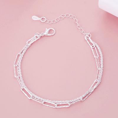 Copper Exquisite Double Chain Bracelet for Women, Stylish and Elegant Wedding Jewelry Accessories