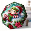 Holiday Donkey Decorative Automatic Folding Umbrella Festive Design With 8 Ribs Lightweight Retractable Compact For Outdoor Travel Giftst157