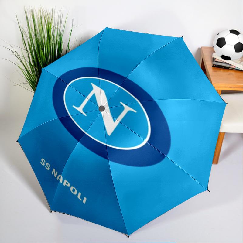 Ombrello Emblema Calcio Napoli - Apertura/Chiusura Automatica, Ombrello Leggero Compatto a 8 Stecche Essenziale per l'Outdoor, Accessorio Picnic, Ventaglio, Regali