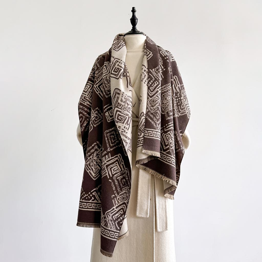 Winter Women's Fashion Warm Poncho Imitation Cashmere Thick Shawl Wrap Female Pashmina Blanket Bufanda Echarpe Scraf