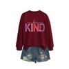 Womens Oversized Cotton Hoodie With Be Kind Cutout Letter Print Fall Winter Casual Sweatshirt