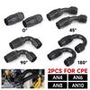 Schwarz 2 Stück Universell AN4 AN6 AN8 AN10 Gerade 0 45 90 180 Grad Aluminium Schwenkbar Schlauchanschlussstück Adapter Für Öl Kraftstoff CPE Leitung