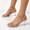 Fashion Ladies Shoes 2025 High Quality Women's Sandals Lace-up Cuff Summer Footwear Fashion New Plus Size Crystal Dress Heeled Sandals