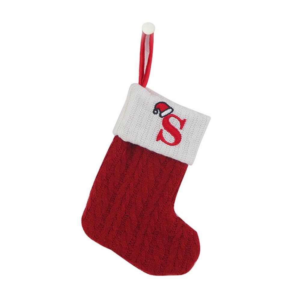 Red Christmas Socks Snowflake Alphabet/Letters Christmas Knitting Stocking Gifts