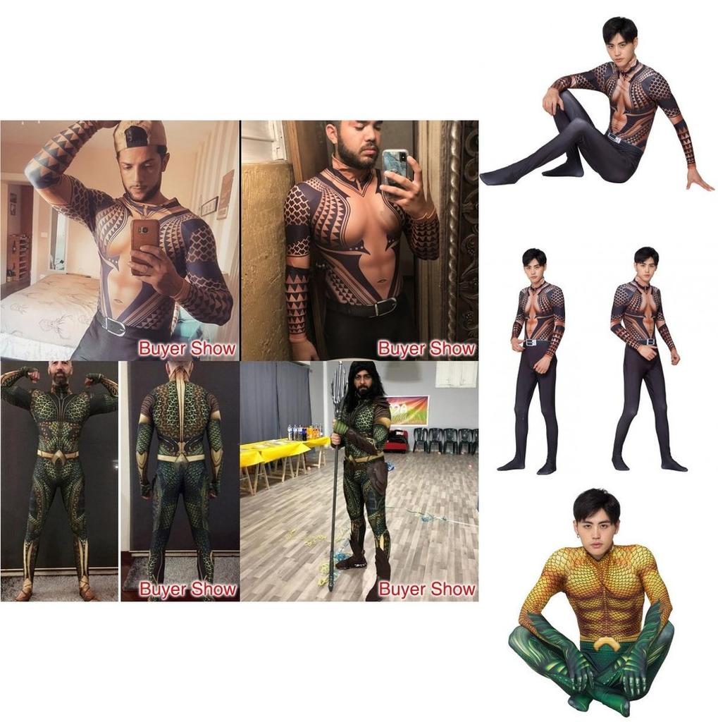 Aquaman Arthur Curry Cosplay Kostüm Bodysuit Perfekt für Halloween Cosplay**