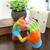 Rainbow Love Gesture Figurine Love Heart Hand Shape Statue Sculpture Home Office Bedroom Desktop Decoration Ornament