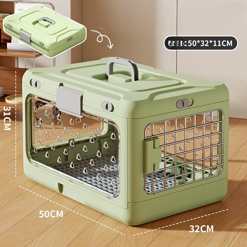 

Portable Breathable PP Pet Air Transport Box Foldable Handheld Cat Carrier Durable Travel Cage For Car Riding Outdoor Pet Trip зелёный