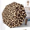 Folding Umbrella Leopard Print Umbrella with Beige and Brown Pattern Creative Portable Folding Umbrella, Suitable Holiday Gift