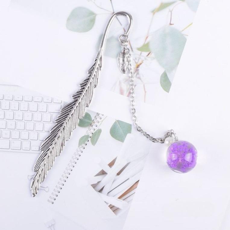 2Pcs Creative Flower Specimens Bookmark Pendant Metal Book Mark Student Stationery School Office Supply