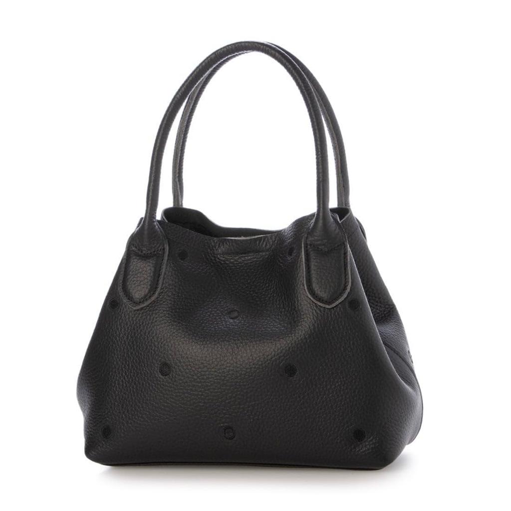 Cowhide Dot Embroidery 2-Way Tote Bag S