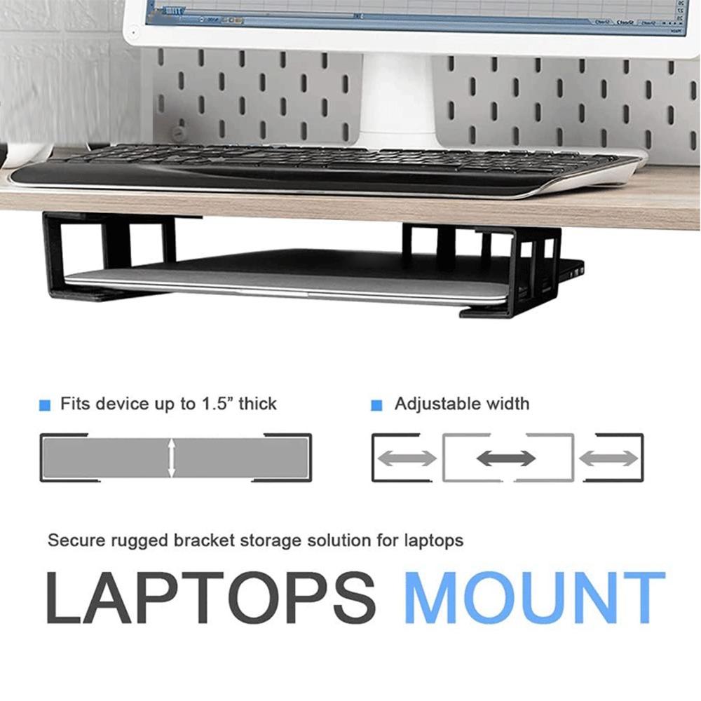 3pcs Anti Scratch Laptop Mount Black Under Desk Device Holder Adjustable Under Desk Shelf  Office