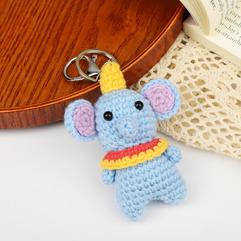 Creative Animals Keychain Hand Knitted Small Pendant Room Decor Handmade Wool Knitted Rabbit Sheep Keychain Christmas Gifts