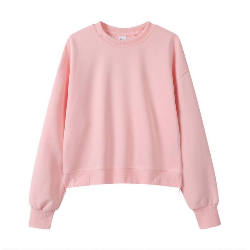 Korean Style Womens Short Hooded Zip-Up Cotton Blend Sweatshirt Loose Fit Winter Casual Top