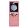 For Samsung Galaxy Z Flip7 FE 5G/Z Flip6 5G Case Metal Ring Card Holder Leather Coated PC Phone Cover