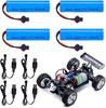 4 Piezas Batería Recargable Li-ion 3.7V 1200mAh con Conector SM-2P + Cable USB – Compatible con Coche RC DE45 DE42 1:14