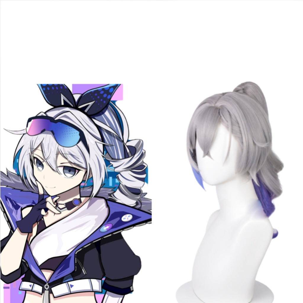 Silver Wolf Cosplay Wig Medium Length, Hand-woven With High-temperature Fiber