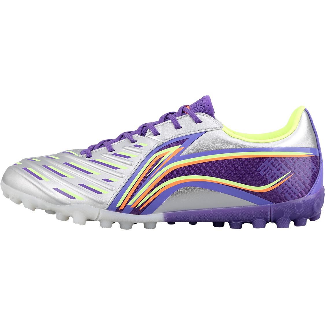 

New LiNing Jin TF Rubber Broken Studs Firm Ground, Artificial Ground Soccer Shoes Men s Purple Silver YSTT021-3 38