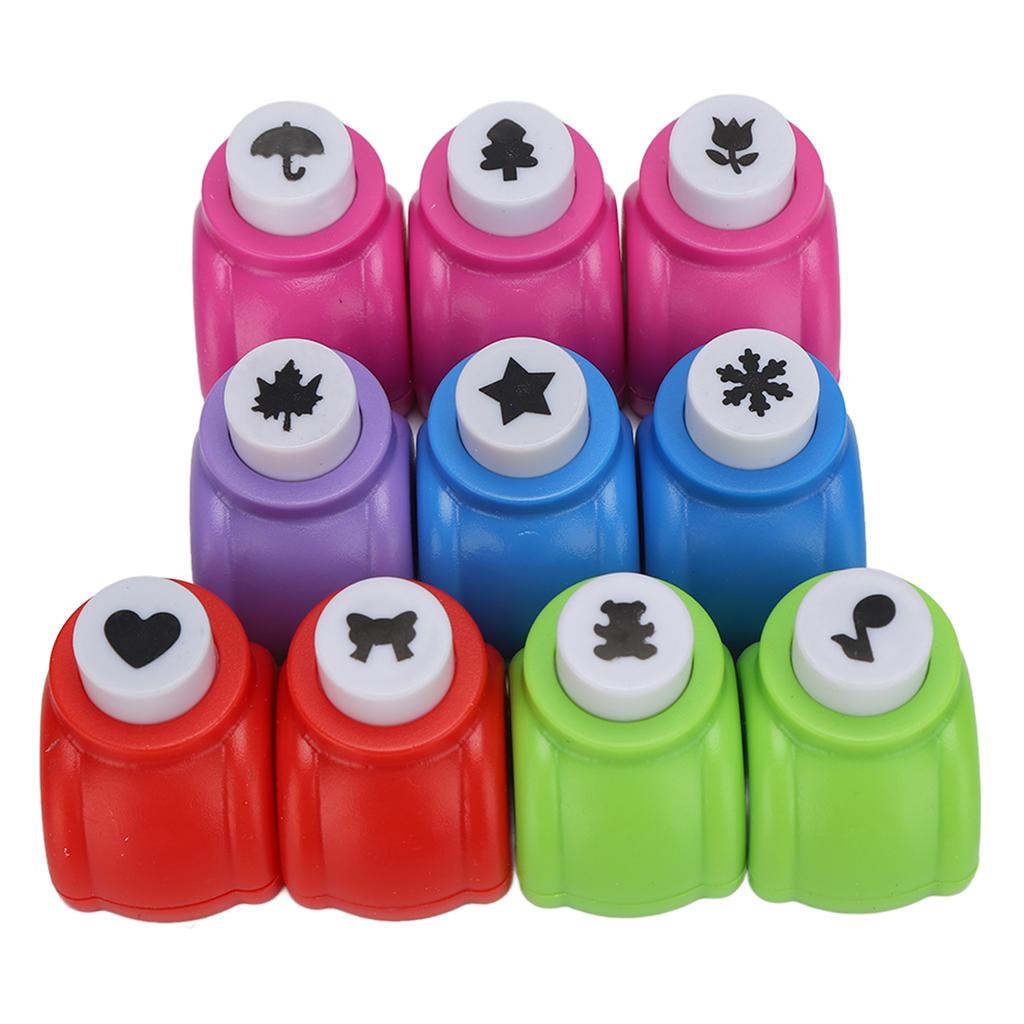 10pcs Hole Puncher Different Patterns Easy Operation Multifunctional Portable Punch Craft Set
