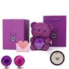 Set Regalo Fiore di Rosa Eterno & Collana con Scatola Portagioie Rotante in Acrilico e Orsacchiotto