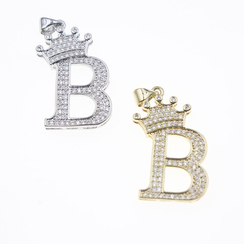 26 English Letters Women'S Letters Crown Pendant Necklace Zircon Pendant Jewelry