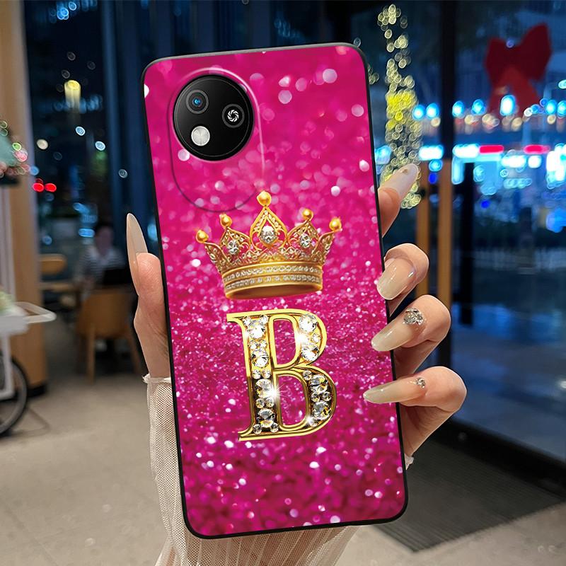 

Luxury Fashion Letter Crown Phone Case For ZTE Blade A35 Lite/A35 Core Candy Soft Silicone Black Case Shockproof Shell ZTE Blade A35 Lite