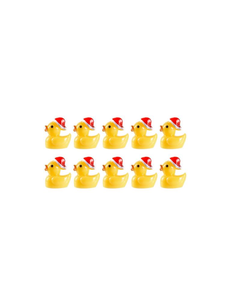 10/20pcs Mini Resin Christmas Ducks with Hat Tiny Animal Ornaments for DIY Fairy Garden Home Decor Xmas Party Favors Gift